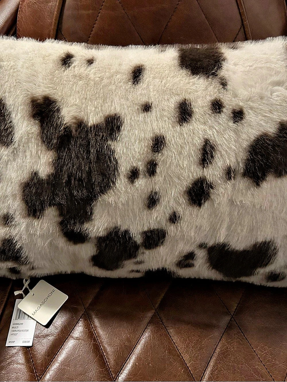 Macasshoni Faux Fur Caw Print Clutch Soft White & Brown NWT